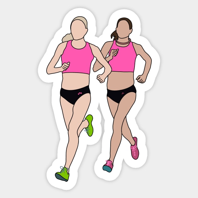 Shalane Flanagan and Kara Goucher Sticker by GrellenDraws